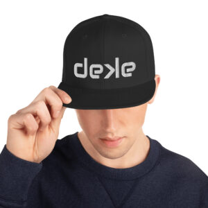 deke White Embroidery Flat Brim Snapback Hat