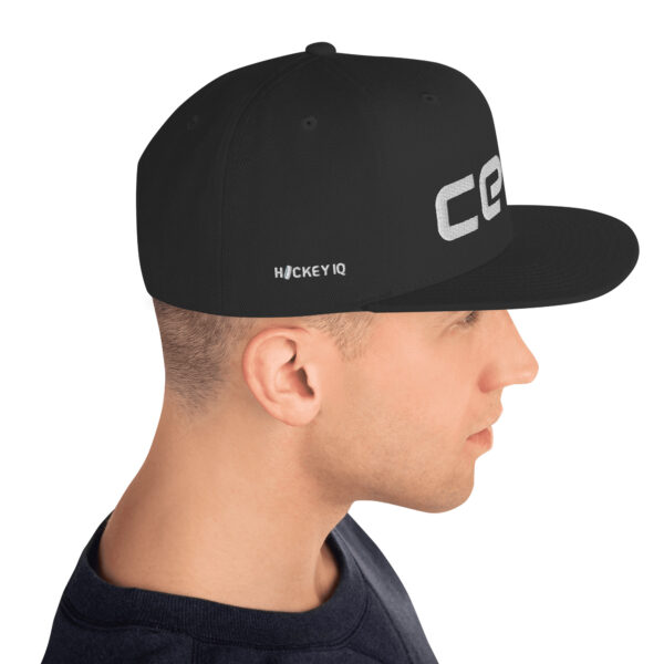 CELLY White Embroidery Flat Brim Snapback Hat - Image 4